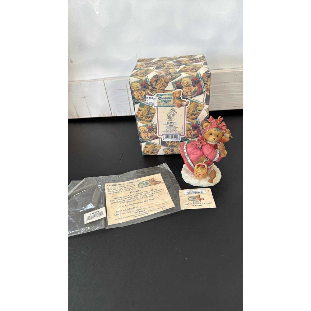 Cherish Teddies Emma- Girl Figurine 1999 Christmas 533904 with Box